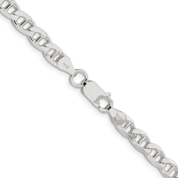5.7mm Sterling Silver Solid Flat Cuban Anchor Chain Necklace, 20 Inch - Picture 1 of 7